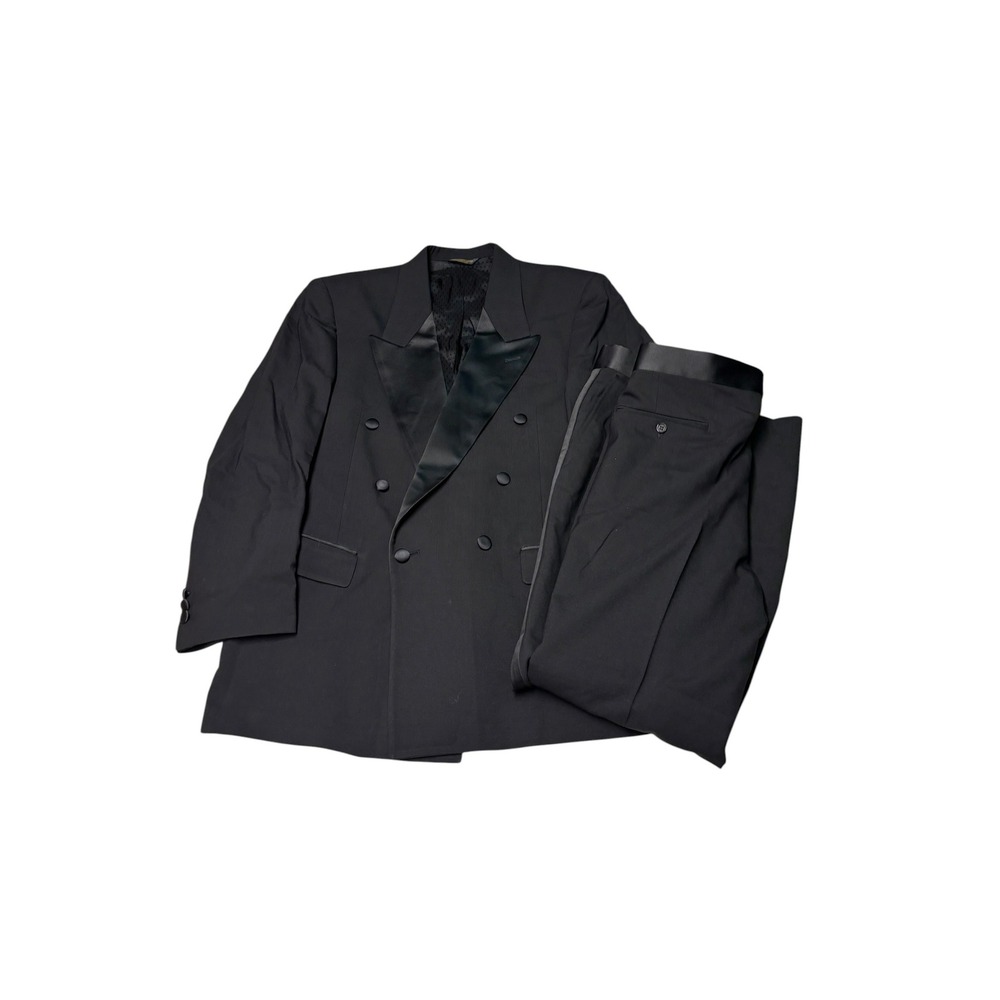 Christian Dior Monsieur Mens 41R 2Pc  Wool Double Breasted Tuxedo Suit Vintage